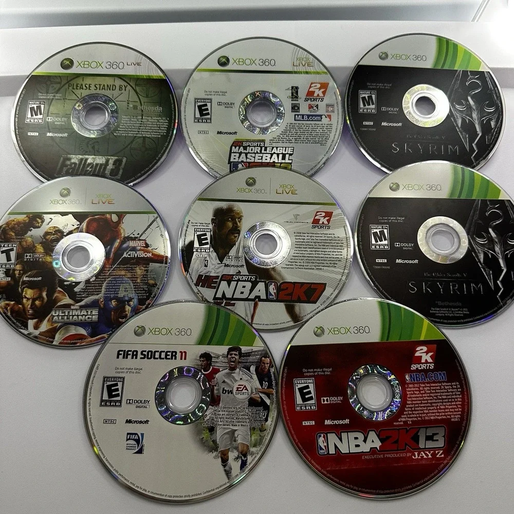 Xbox 360 Video Game Lot 9 Fifa NBA 2k MLB Fallout 3 Marvel Ultimate Alliance